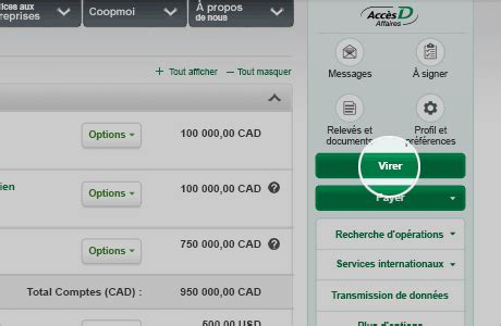 comment faire un virement bancaire desjardins